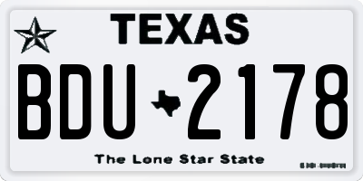 TX license plate BDU2178