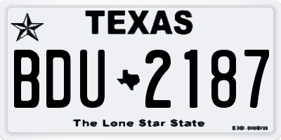 TX license plate BDU2187