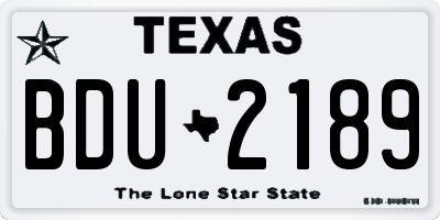 TX license plate BDU2189