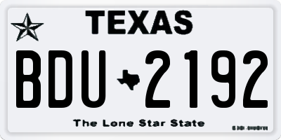 TX license plate BDU2192