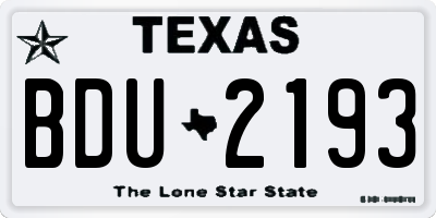 TX license plate BDU2193