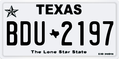 TX license plate BDU2197