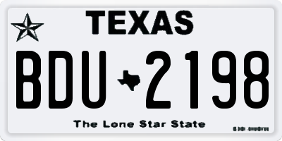 TX license plate BDU2198