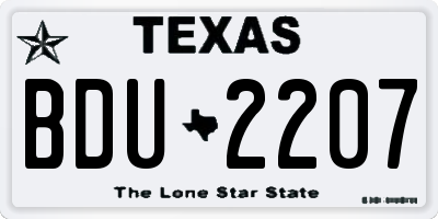 TX license plate BDU2207
