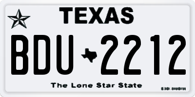 TX license plate BDU2212