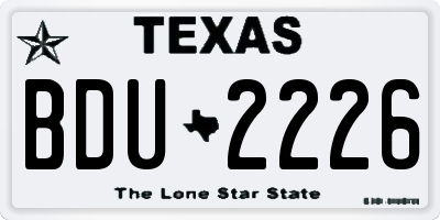 TX license plate BDU2226