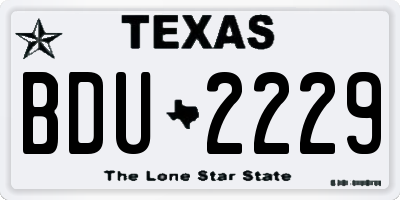 TX license plate BDU2229