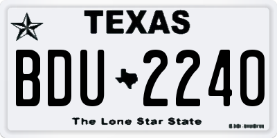 TX license plate BDU2240