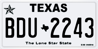 TX license plate BDU2243