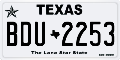 TX license plate BDU2253