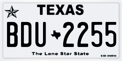 TX license plate BDU2255