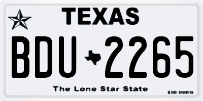 TX license plate BDU2265
