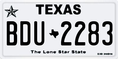 TX license plate BDU2283