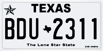 TX license plate BDU2311
