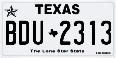 TX license plate BDU2313