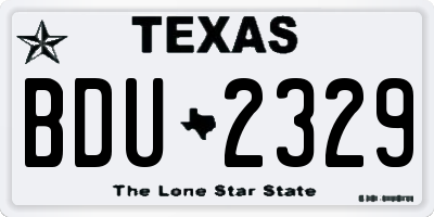 TX license plate BDU2329