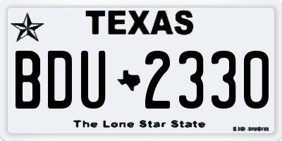 TX license plate BDU2330