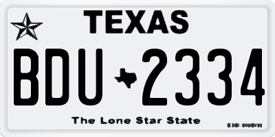 TX license plate BDU2334