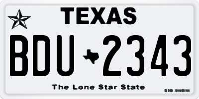 TX license plate BDU2343