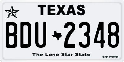 TX license plate BDU2348