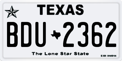 TX license plate BDU2362