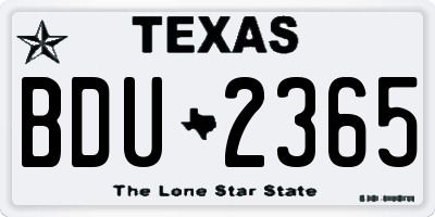 TX license plate BDU2365