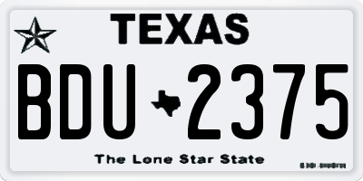 TX license plate BDU2375