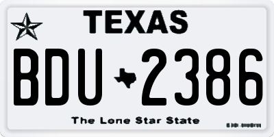 TX license plate BDU2386