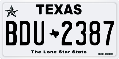 TX license plate BDU2387