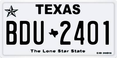 TX license plate BDU2401