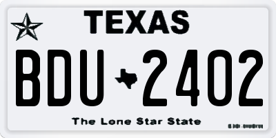 TX license plate BDU2402
