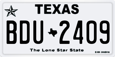 TX license plate BDU2409