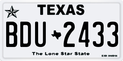 TX license plate BDU2433