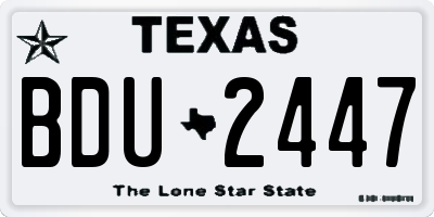 TX license plate BDU2447