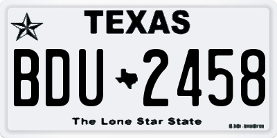 TX license plate BDU2458
