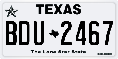 TX license plate BDU2467