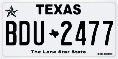 TX license plate BDU2477