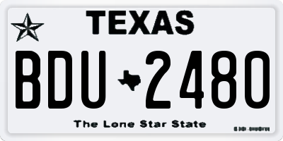 TX license plate BDU2480