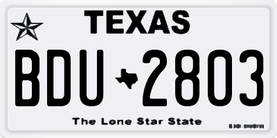 TX license plate BDU2803