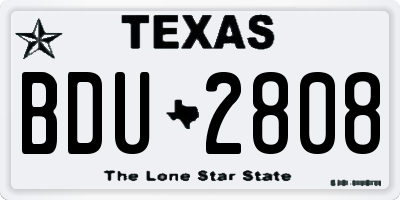 TX license plate BDU2808