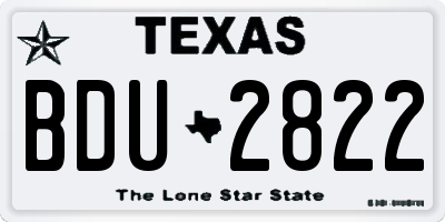 TX license plate BDU2822