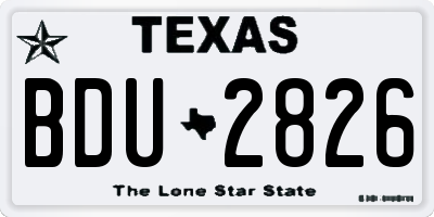 TX license plate BDU2826