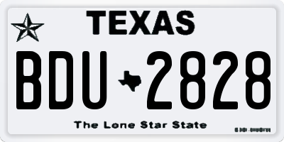 TX license plate BDU2828