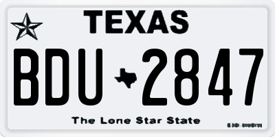 TX license plate BDU2847