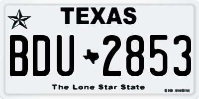 TX license plate BDU2853