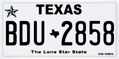 TX license plate BDU2858