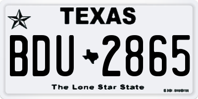 TX license plate BDU2865