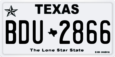 TX license plate BDU2866