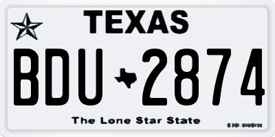 TX license plate BDU2874