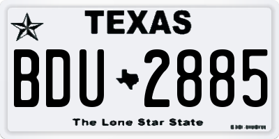 TX license plate BDU2885
